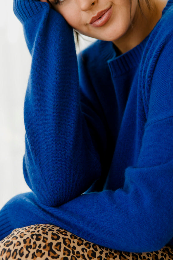 Luxe 100% Cashmere Sweater - Cobalt Blue - Salt + Soda