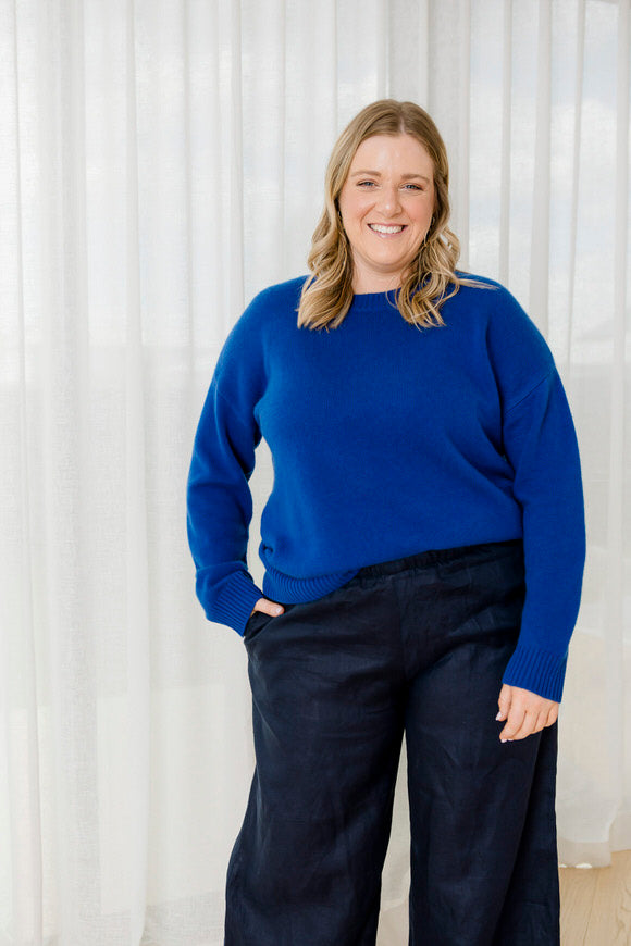 Luxe 100% Cashmere Sweater - Cobalt Blue - Salt + Soda