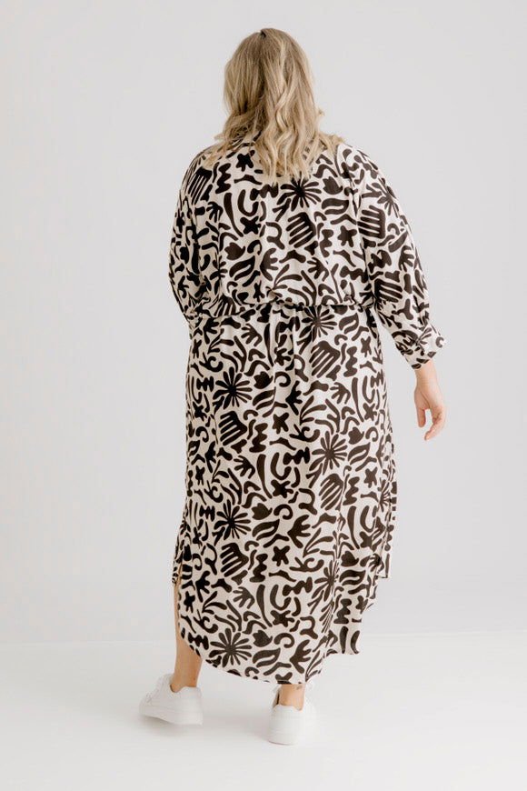 Arenes Motif Shirt Dress - Ecru Motif Print - Salt + Soda