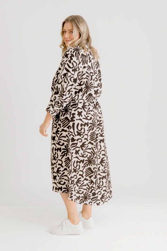 Arenes Motif Shirt Dress - Ecru Motif Print - Salt + Soda