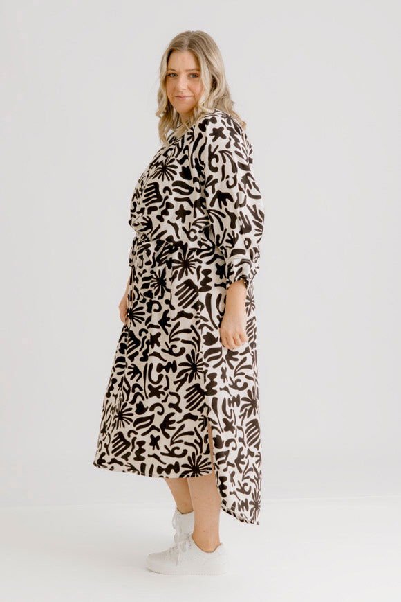 Arenes Motif Shirt Dress - Ecru Motif Print - Salt + Soda