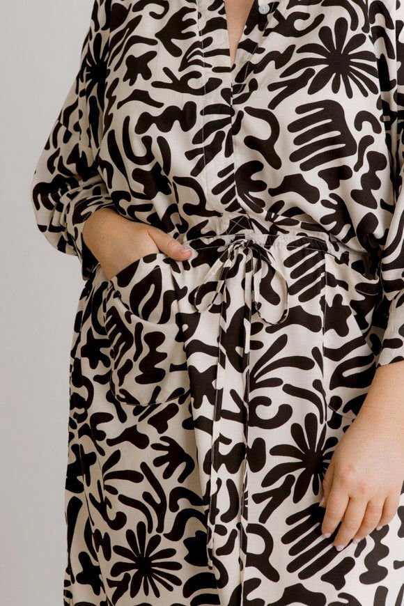 Arenes Motif Shirt Dress - Ecru Motif Print - Salt + Soda