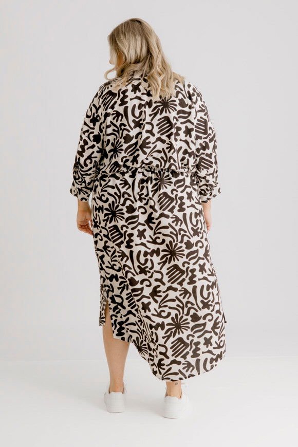 Arenes Motif Shirt Dress - Ecru Motif Print - Salt + Soda