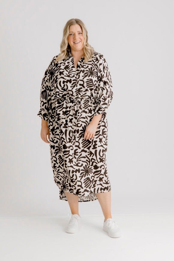 Arenes Motif Shirt Dress - Ecru Motif Print - Salt + Soda