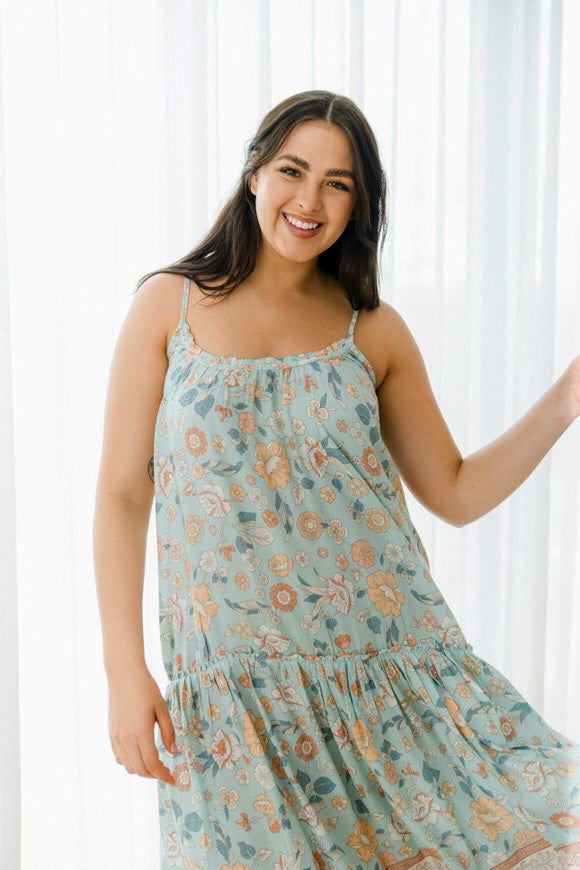 Avalon Printed Dress - Sea Green - Salt + Soda