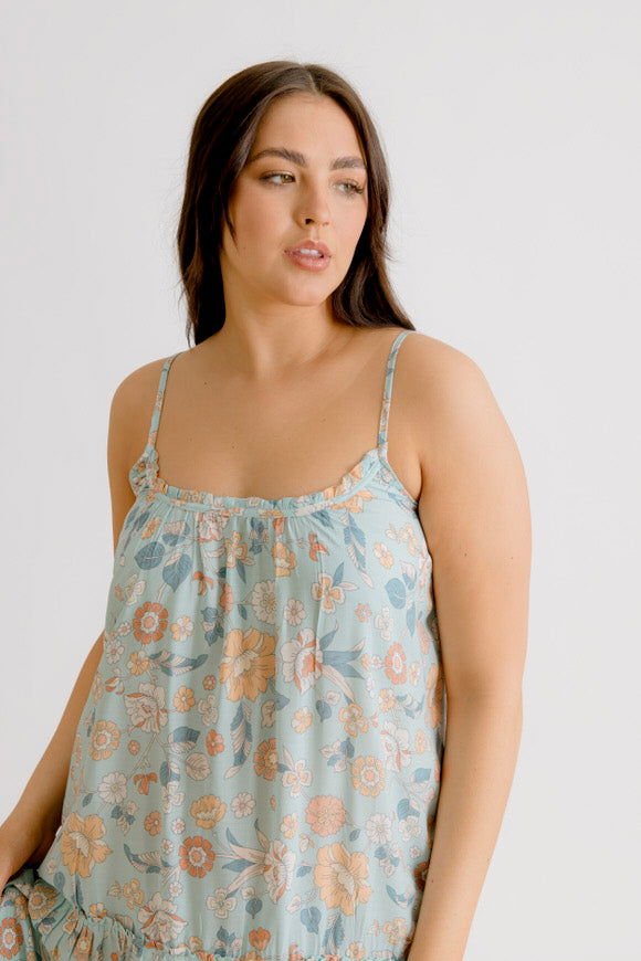 Avalon Printed Dress - Sea Green - Salt + Soda