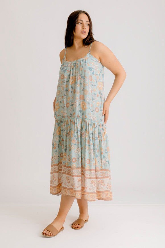 Avalon Printed Dress - Sea Green - Salt + Soda