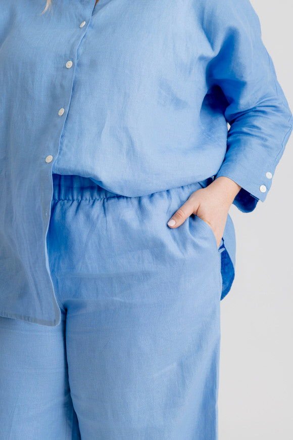 Bardot Linen Pant - Cornflower - Salt + Soda