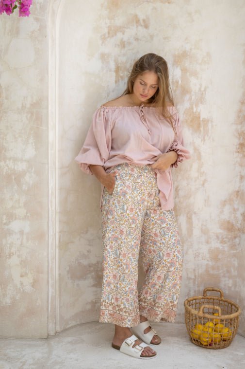 Cher Pant - White Lotus Print - Salt + Soda