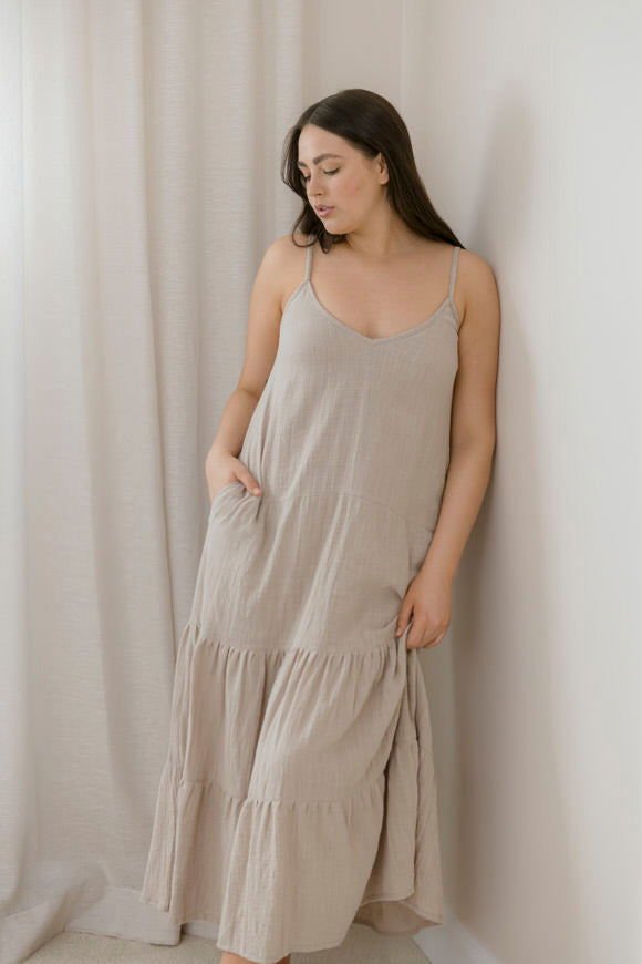 Clara Dress - Stone - Salt + Soda