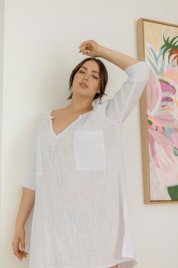 Giselle Tunic Top - White - Salt + Soda