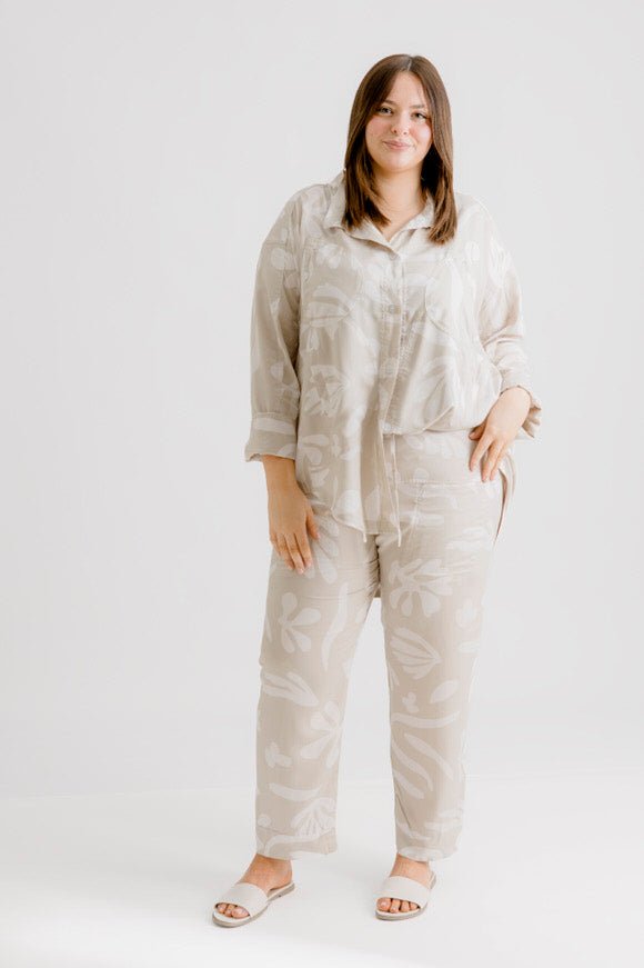 Henri Motif Print Pant - Stone Motif Print - Salt + Soda