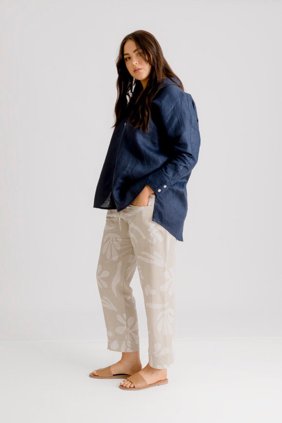Henri Motif Print Pant - Stone Motif Print - Salt + Soda