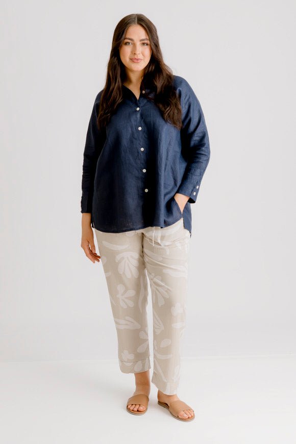 Henri Motif Print Pant - Stone Motif Print - Salt + Soda