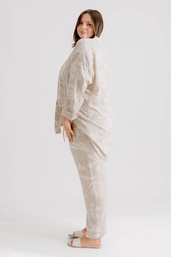 Henri Motif Print Pant - Stone Motif Print - Salt + Soda