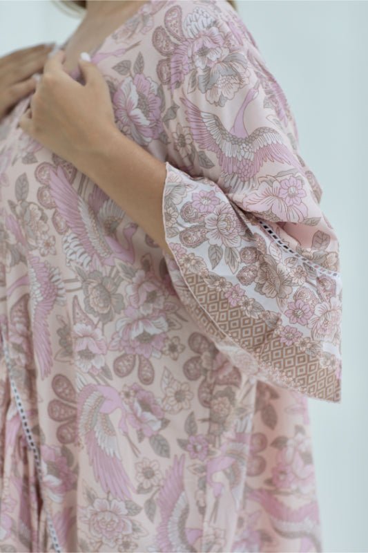 Hilo Dress - Pink Stork Print - Salt + Soda