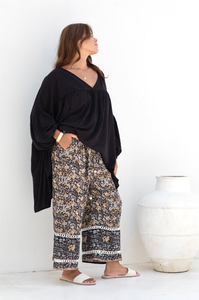 Malibu Pant - Black Iris Print - Salt + Soda