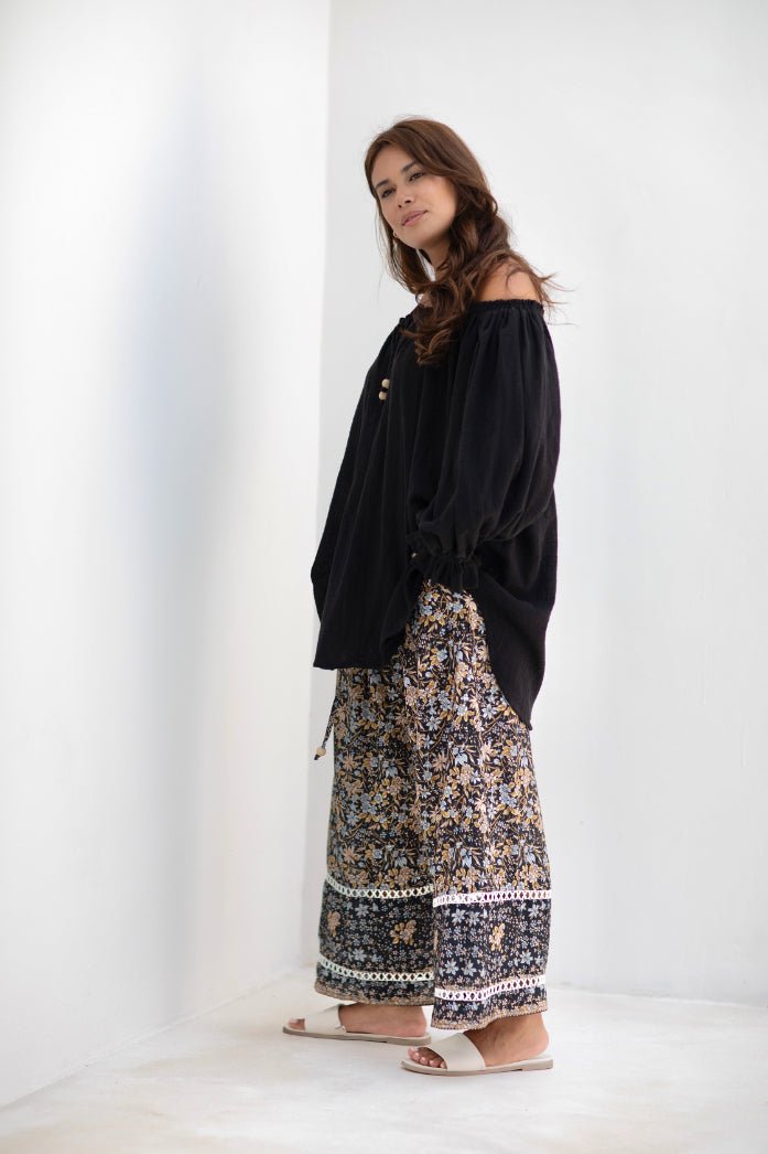 Malibu Pant - Black Iris Print - Salt + Soda