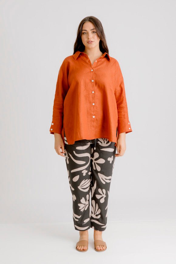 Riviera Linen Shirt - Rust - Salt + Soda