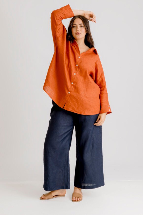 Riviera Linen Shirt - Rust - Salt + Soda