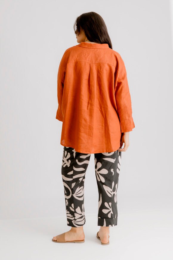 Riviera Linen Shirt - Rust - Salt + Soda