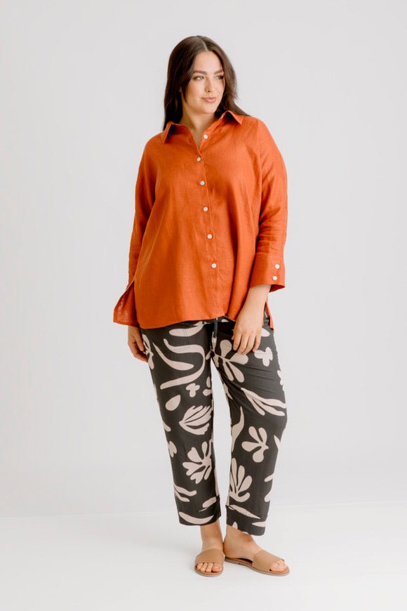 Riviera Linen Shirt - Rust - Salt + Soda