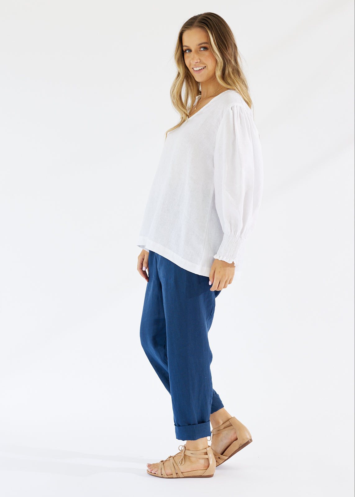 Pisa Linen Blouse White - Salt + Soda