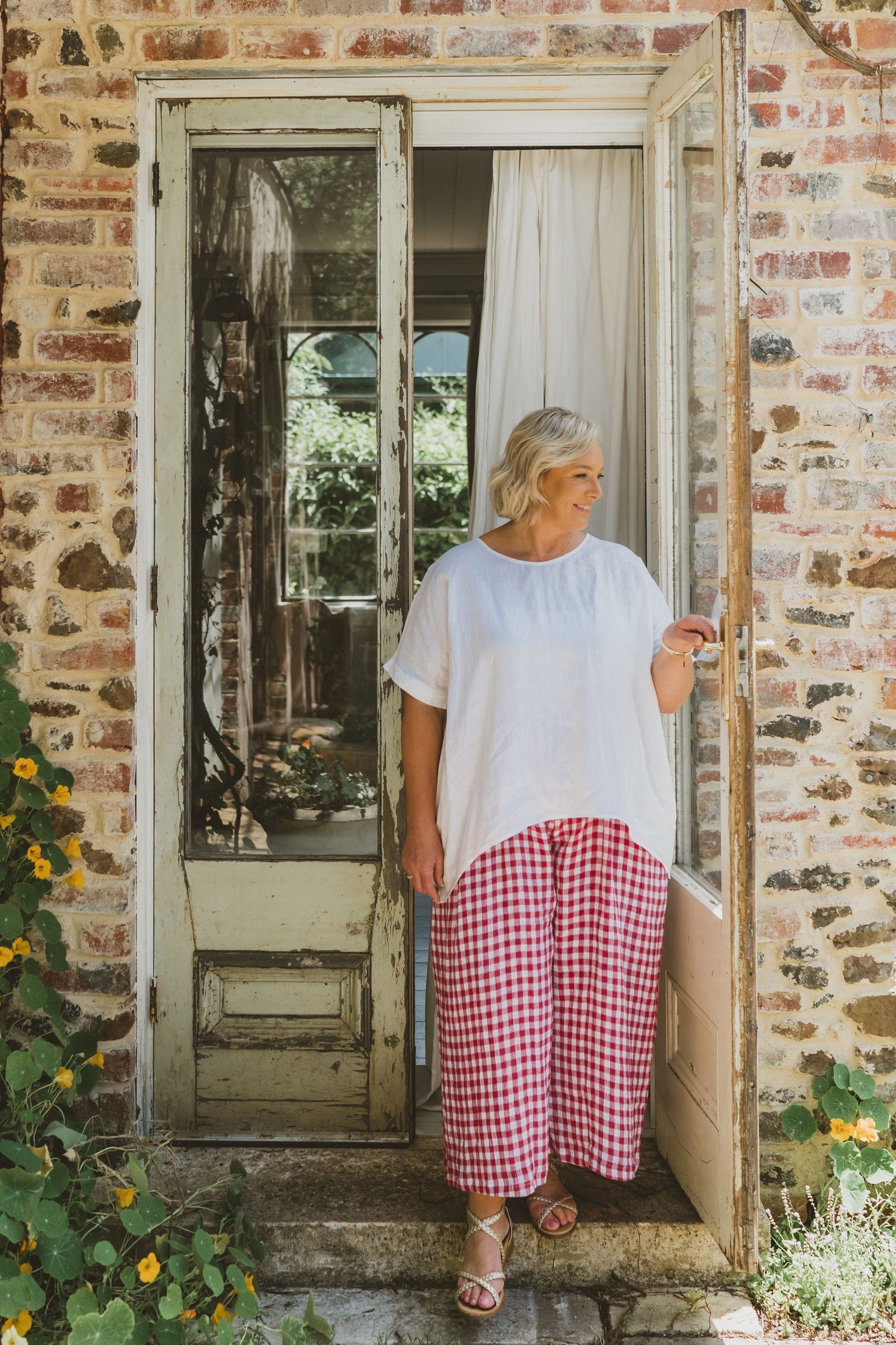 Bora Bora Pant Hibiscus Linen - Salt + Soda