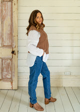 Oxford Cable Knit Vest Chocolate