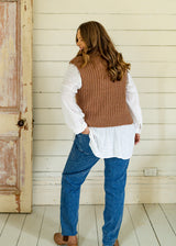 Oxford Cable Knit Vest Chocolate