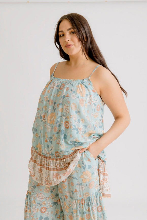 Bridie Printed Top - Sea Green - Salt + Soda