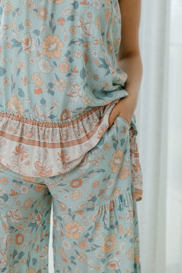 Bridie Printed Top - Sea Green - Salt + Soda
