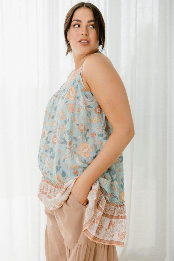 Bridie Printed Top - Sea Green - Salt + Soda