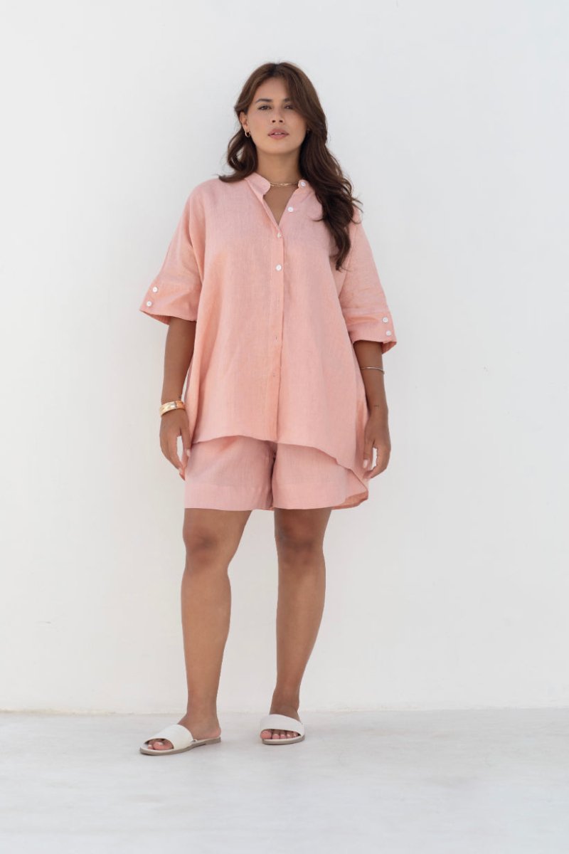 Lisbon Shirt - Coral - Salt + Soda