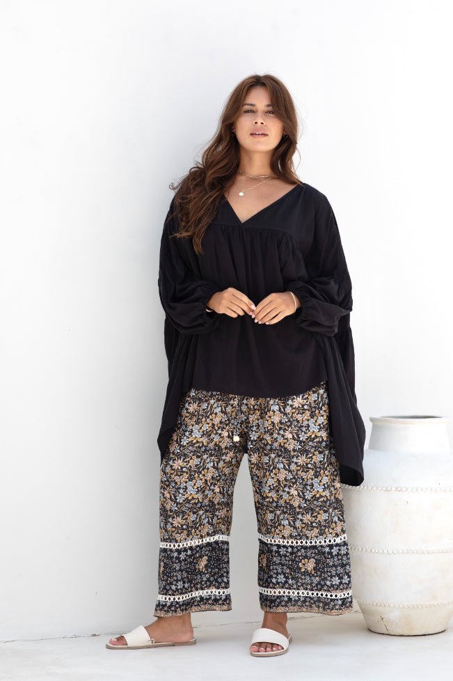 Malibu Pant - Black Iris Print - Salt + Soda