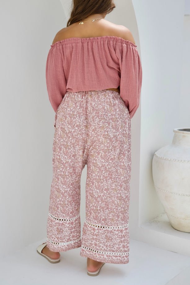 Malibu Pant - Dusty Pink Iris Print - Salt + Soda