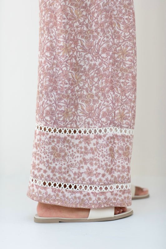 Malibu Pant - Dusty Pink Iris Print - Salt + Soda
