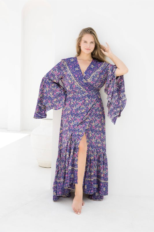 Vixen Maxi Dress - Iris Blue Print - Salt + Soda