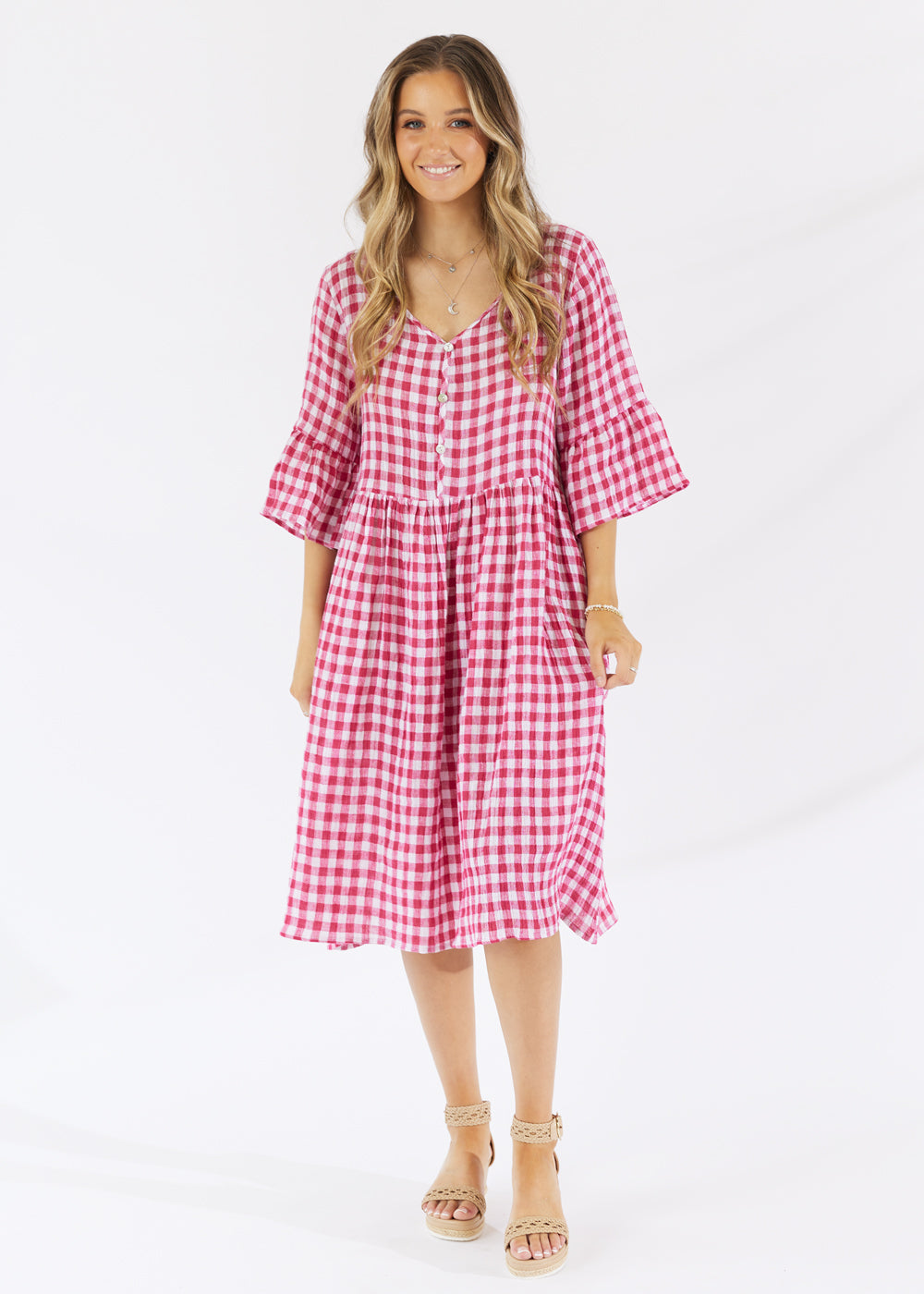Lima Dress Hibiscus Linen - Salt + Soda