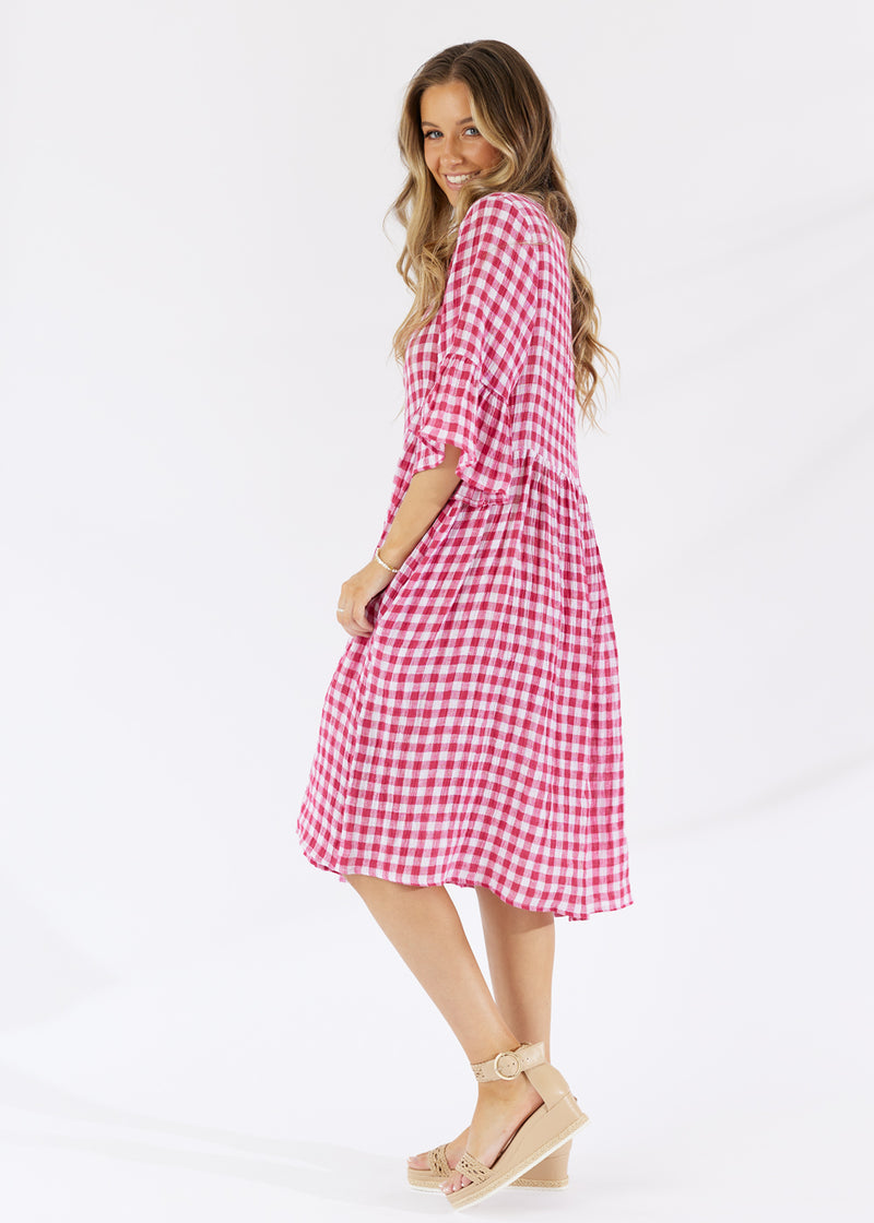 Lima Dress Hibiscus Linen