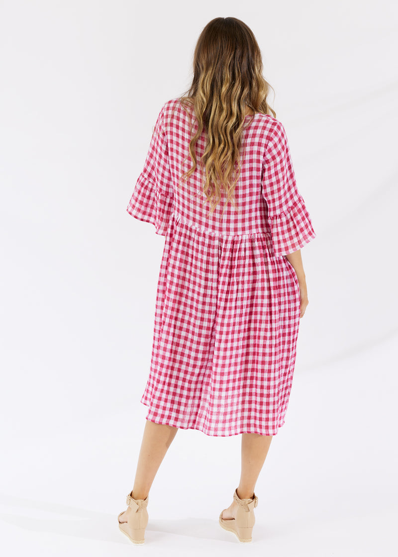 Lima Dress Hibiscus Linen