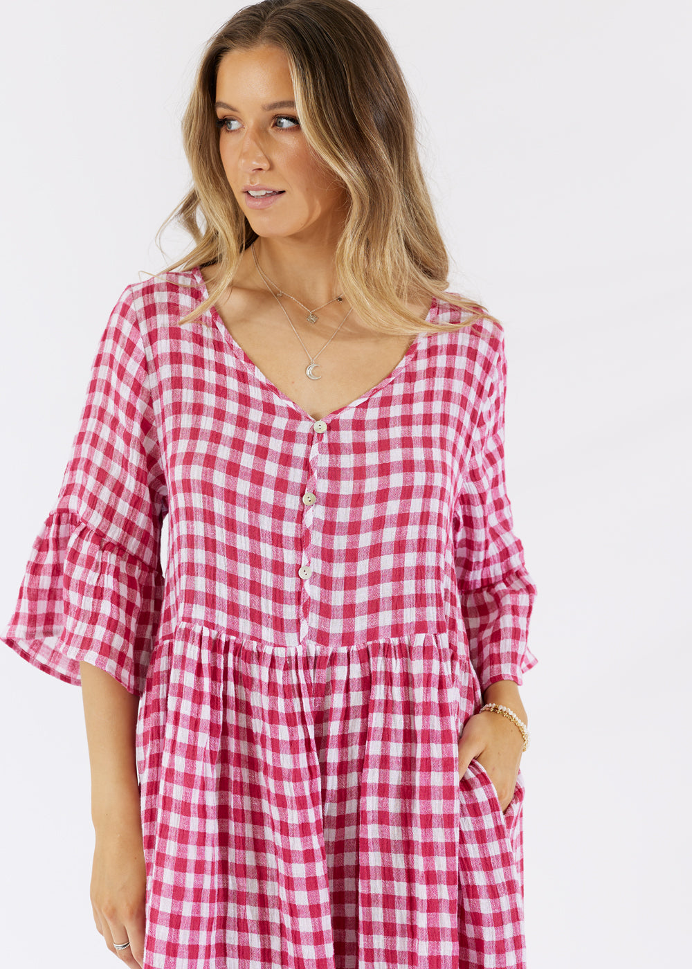 Lima Dress Hibiscus Linen - Salt + Soda