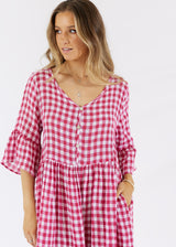 Lima Dress Hibiscus Linen