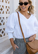 Pisa Linen Blouse White - Salt + Soda