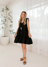 Isola Cap Sleeve Dress Black - Salt + Soda