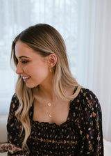 Sun Soul Choker Style Necklace Golden Shell Charm On Small Link Ball Chain .925 Sterling Silver with 14k Gold Plating