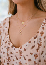 Sun Soul Choker Style Necklace Golden Shell Charm On Small Link Ball Chain .925 Sterling Silver with 14k Gold Plating